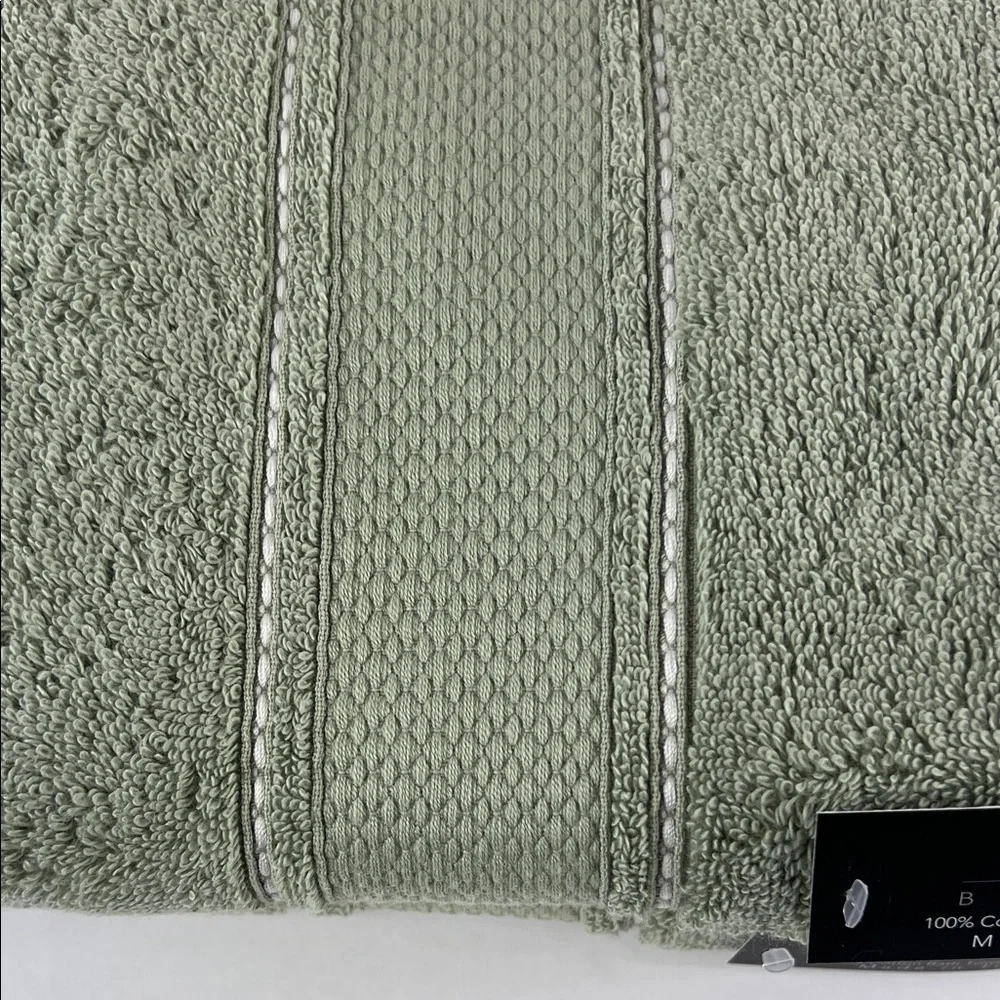 Hotel Balfour Bath Towel Set Sage Green White Stripe Soft Cotton Set of 2 NEW